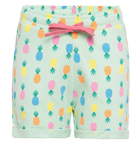 Girl's Super Combed Cotton French Terry Regular Fit Printed Turn up Hem Styled Shorts with Side Pockets (#GC02)