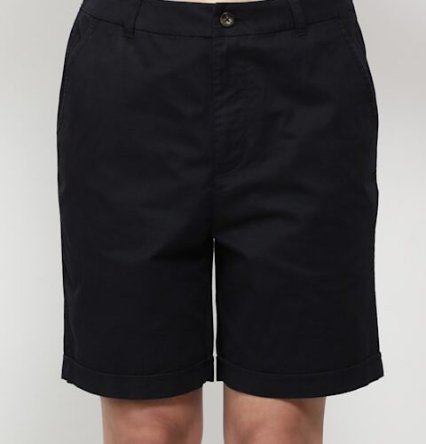 Women's Super Combed Cotton Woven Twill Fabric Relaxed Fit Shorts with Convenient Side Pockets (#A125)