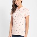 Women's Super Combed Cotton Elastane Stretch Pique Fabric Regular Fit Printed Half Sleeve Polo T-Shirt (#UL34) - Image 2