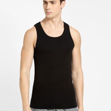 Men's Super Combed Cotton Rib Round Neck Sleeveless Vest with Extended Length for Easy Tuck(#FP04)