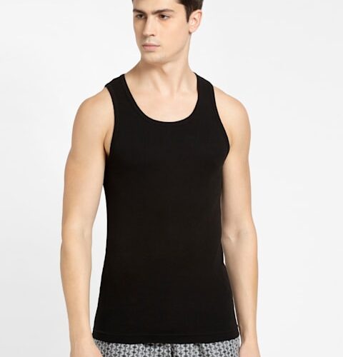 Men's Super Combed Cotton Rib Round Neck Sleeveless Vest with Extended Length for Easy Tuck(#FP04)