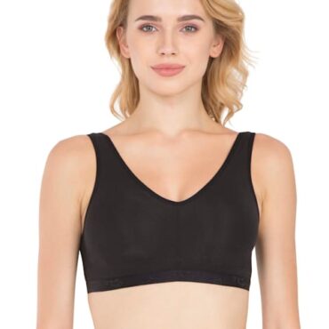 Women's Wirefree Padded Super Combed Cotton Elastane Stretch Full Coverage Sleep Bra with Removable Pads and Ultrasoft Underband (#ES04)