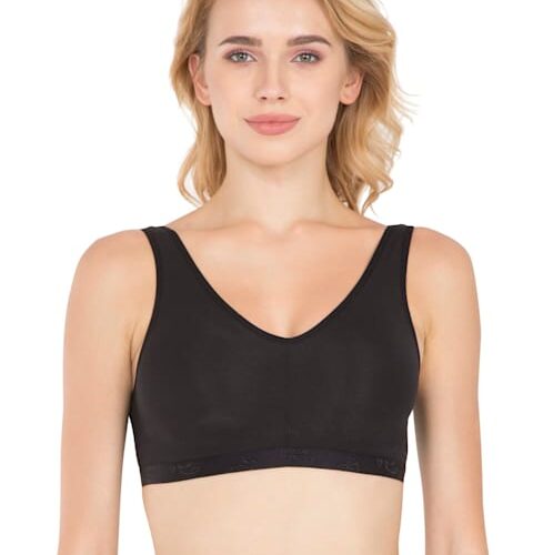 Women's Wirefree Padded Super Combed Cotton Elastane Stretch Full Coverage Sleep Bra with Removable Pads and Ultrasoft Underband (#ES04)