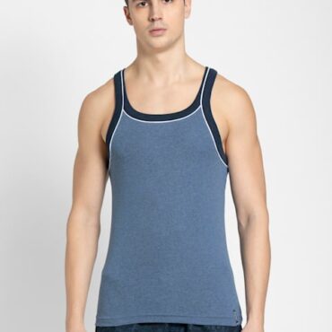 Men's Super Combed Cotton Rib Square Neckline Gym Vest with Back Panel Graphic Print (#US54)