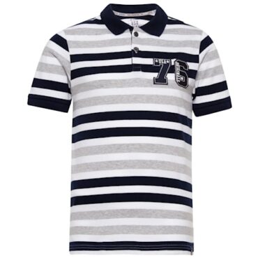 Boy's Super Combed Cotton Rich Striped Half Sleeve Polo T-Shirt (#UB52)