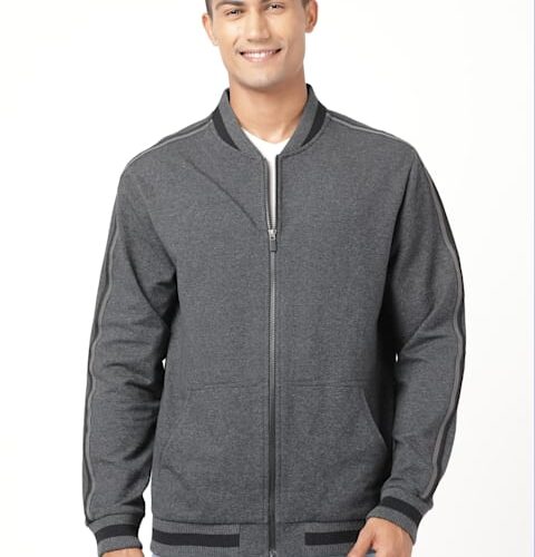 Men Super Combed Cotton Rich Fleece Fabric Ribbed Cuff Jacket With Stay Warm Treatment#AM92