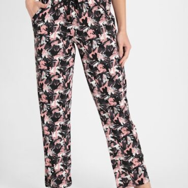 Women Micro Modal Cotton Relaxed Fit Printed Pyjama with Lace Trim on Pockets RX09