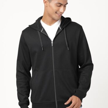 Men's Super Combed Cotton Rich Pique Fabric Ribbed Cuff Hoodie Jacket #AM61