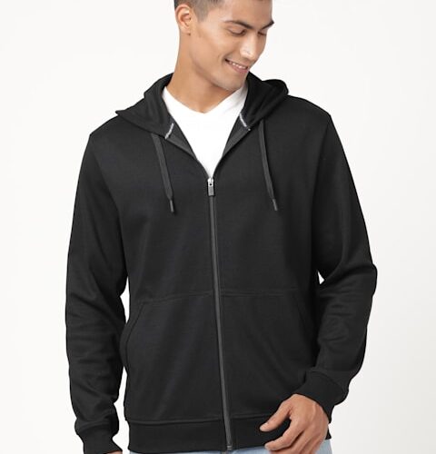 Men's Super Combed Cotton Rich Pique Fabric Ribbed Cuff Hoodie Jacket #AM61