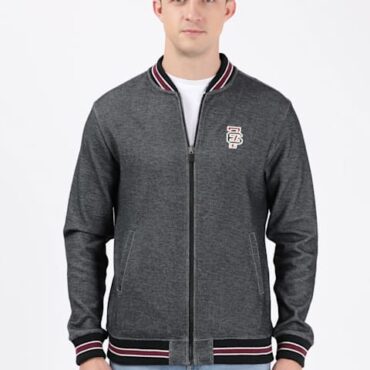 Men's Super Combed Cotton Rich Jacket with Ribbed Cuffs and Convenient Side Pockets #UM35