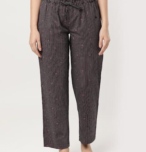 Women Super Combed Cotton Woven Fabric Relaxed Fit Checkered Pyjama with Side Pockets RX06