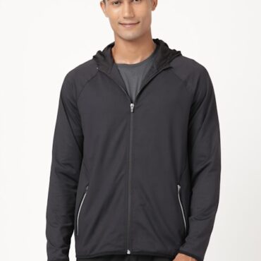 Men's Microfiber Elastane Stretch Solid Performance Hoodie Jacket with Stay Dry Technology #MV31