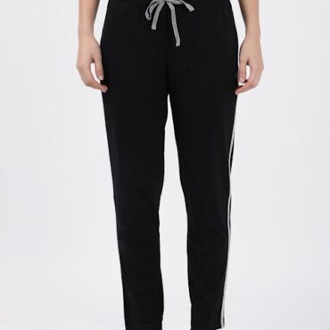 Women's Super Combed Cotton Rich Relaxed Fit Trackpants With Contrast Side Piping and Pockets 1305