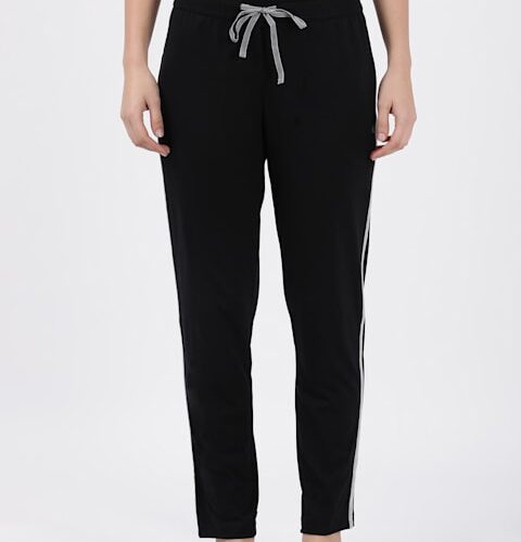 Women's Super Combed Cotton Rich Relaxed Fit Trackpants With Contrast Side Piping and Pockets 1305