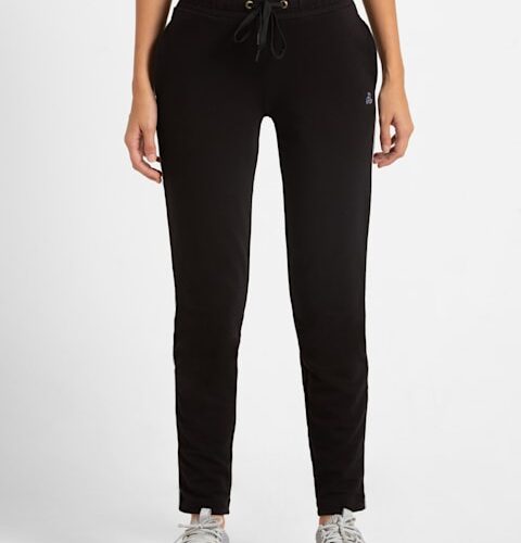 Women's Super Combed Cotton Elastane Stretch French Terry Straight Fit Trackpants with Side Pocket AW60