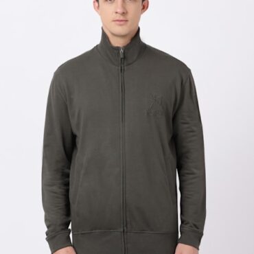 Mens Super Combed Cotton French Terry Jacket with Ribbed Cuffs and Convenient Side Pockets #2730