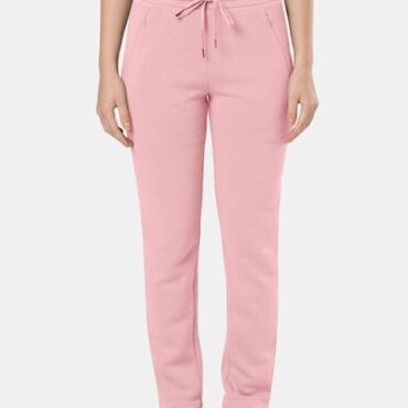 Women Super Combed Cotton Rich Fleece Fabric Relaxed Fit Trackpants With Zipper Pockets U110