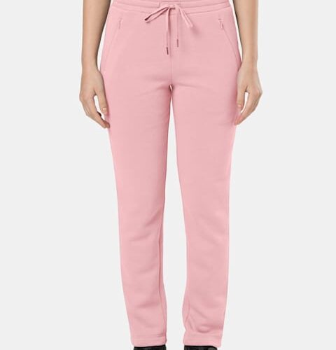 Women Super Combed Cotton Rich Fleece Fabric Relaxed Fit Trackpants With Zipper Pockets U110