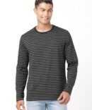 Men's Super Combed Cotton Rich Striped Round Neck Full Sleeve T-Shirt AM01