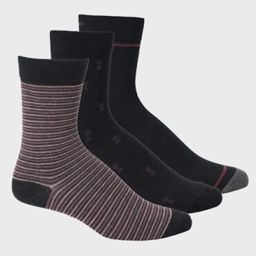 Men's Compact Cotton Stretch Crew Length Socks with Stay Fresh Treatment (Pack of 3) 7104