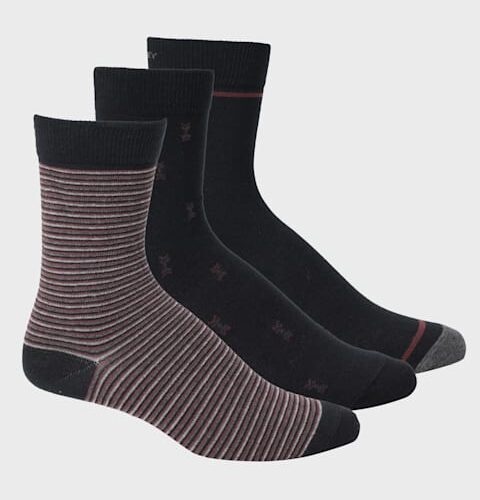 Men's Compact Cotton Stretch Crew Length Socks with Stay Fresh Treatment (Pack of 3) 7104