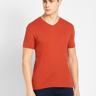 Men's Super Combed Cotton Rich Solid V Neck Half Sleeve T-Shirt # 2726 XL/XXL