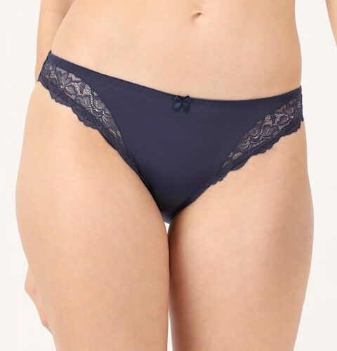 Women's Medium Coverage Soft Touch Microfiber Nylon Elastane Stretch Mid Waist Lace Styled Bikini With StayFresh Treatment # 1813..