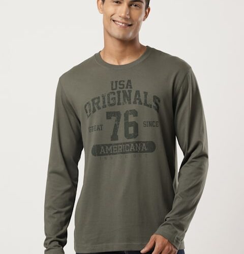 Men's Super Combed Cotton Rich Solid Round Neck Full Sleeve T-Shirt US82