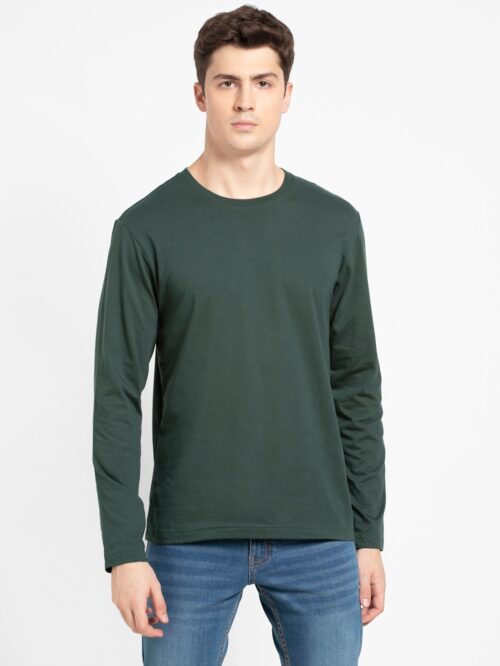 Men's Super Combed Cotton Rich Solid Round Neck Full Sleeve T-Shirt AM95 - Image 13