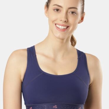 Women's Wirefree Padded Tactel Nylon Elastane Stretch Full Coverage Racer Back Styling Sports Bra with Stay Dry Treatment # AP20