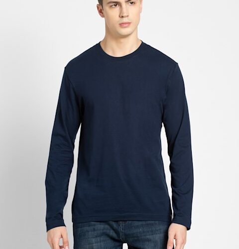 Men's Super Combed Cotton Rich Solid Round Neck Full Sleeve T-Shirt AM95