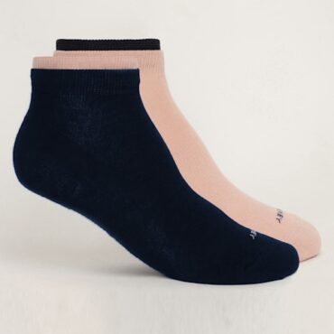 Women's Compact Cotton Stretch Solid Low Show Socks with Stay Fresh Treatment (Pack of 2) 7491