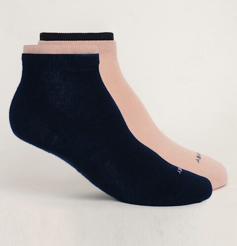Women's Compact Cotton Stretch Solid Low Show Socks with Stay Fresh Treatment (Pack of 2) 7491