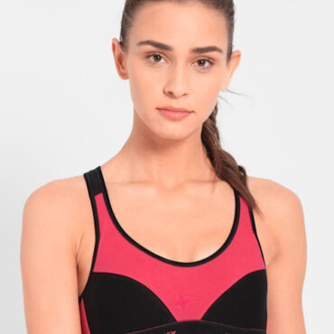 Women's Wirefree Padded Super Combed Cotton Elastane Stretch Full Coverage Racer Back Active Bra with Stay Fresh and Moisture Move Treatment # 1378