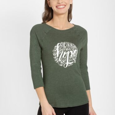 Women Micro Modal Cotton Relaxed Fit Graphic Printed Round Neck Three Quarter Sleeve T-Shirt #AW46