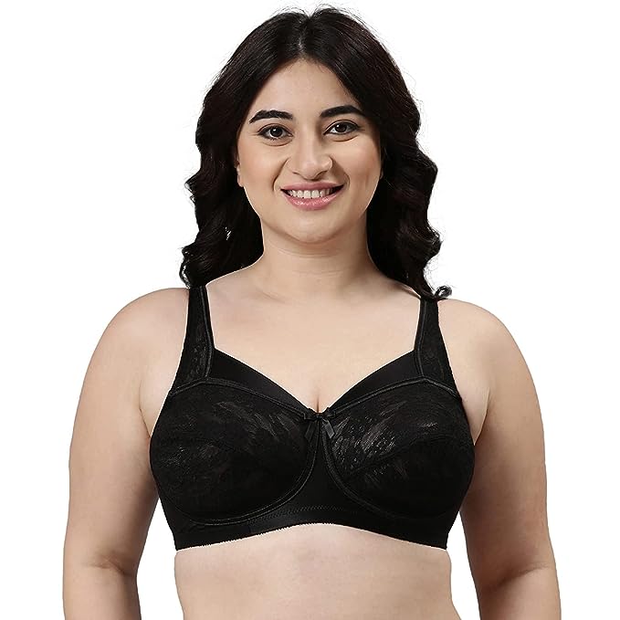 Enamor Full Support Classic Lace Lift Bra For Women – Non-Padded,  Non-Wired, High Coverage Bra With Top Panel Support