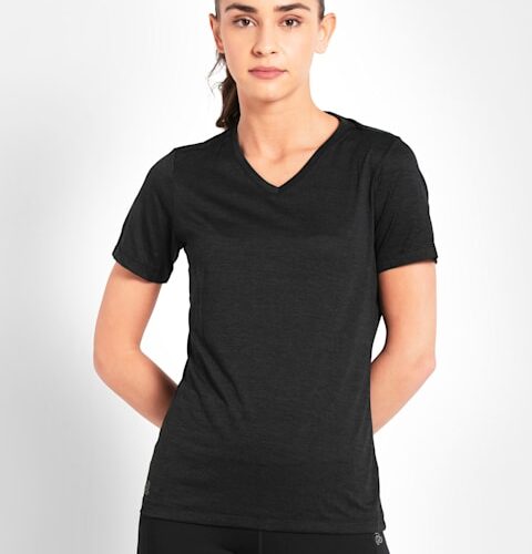Women Microfiber Fabric Relaxed Fit Solid V Neck Half Sleeve Performance T-Shirt With Stay Fresh Treatment # MW1