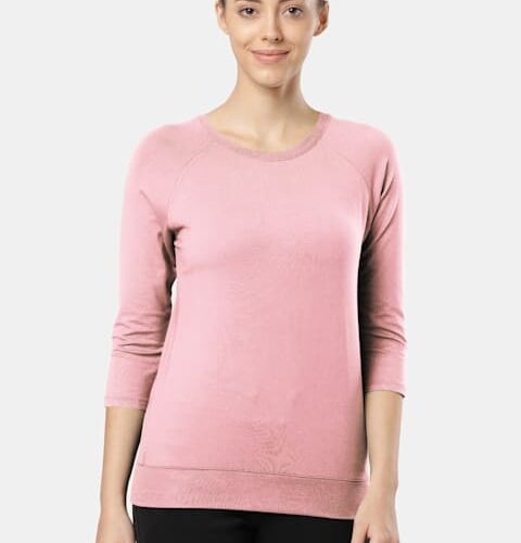 Women Super Combed Cotton Viscose Elastane Stretch Regular Fit Solid Round Neck Three Quarter Sleeve T-Shirt # AW14