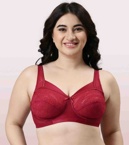 Enamor Full Support Classic Lace Lift Bra For Women - Non-Padded, Non-Wired, High Coverage Bra With Top Panel Support | FB06 (40,42) - Image 3