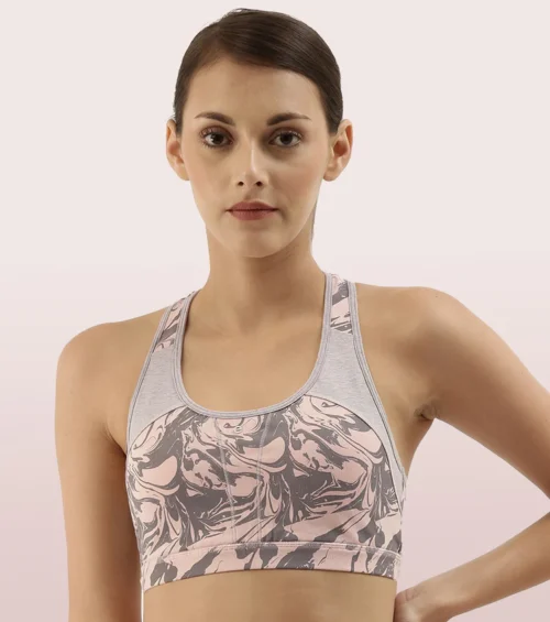 Enamor Racer Back Medium Impact Sports Bra With Removable Pad | SB08