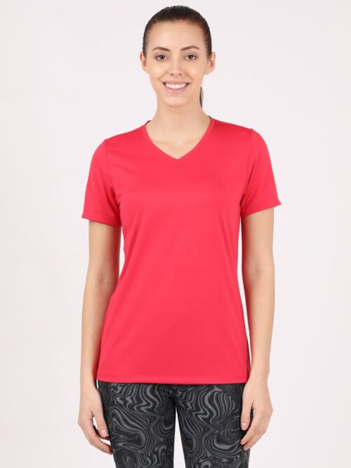 Women Microfiber Fabric Relaxed Fit Solid V Neck Half Sleeve Performance T-Shirt With Stay Fresh Treatment # MW1 - Image 8