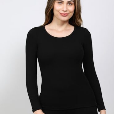 Women Soft Touch Microfiber Elastane Stretch Fleece Fabric Full Sleeve Thermal Top with Stay Warm Technology # 2540