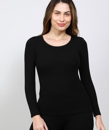 Women Soft Touch Microfiber Elastane Stretch Fleece Fabric Full Sleeve Thermal Top with Stay Warm Technology # 2540