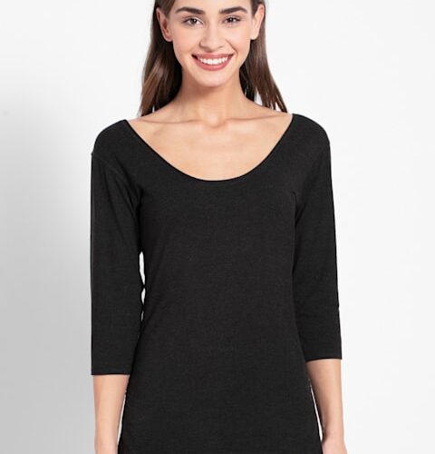 Women Soft Touch Microfiber Elastane Stretch Three Quarter Sleeve Thermal Top with Stay Warm Technology # 2511