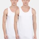 Men's Super Combed Cotton Rib Round Neck Sleeveless Vest with Stay Fresh Properties - White - 8823 - Image 2