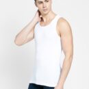 Men's Super Combed Cotton Rib Round Neck Sleeveless Vest with Stay Fresh Properties - White - 8823 - Image 3