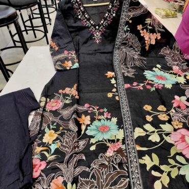 Pure Premium Heavy Cotton Digital Printed Kurti Set 3 pc - Kapoor 350