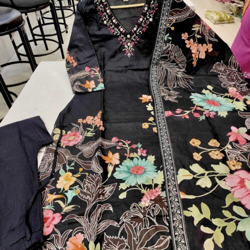 Pure Premium Heavy Cotton Digital Printed Kurti Set 3 pc - Kapoor 350